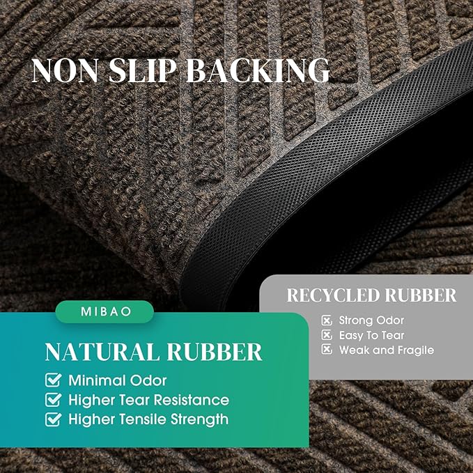Mibao Front Door Mat Outside Entrance, Durable Outdoor Indoor Mat, Low Profile Heavy Duty Doormat, Non-Slip, Traps Dirt and Moisture, Easy Clean Patio Porch Entryway Mat, 29.5" x 17", Brown-Ruum Studio Home