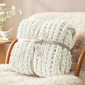 Amélie Home Chunky Knit Throw Blanket for Couch, Soft Chenille Crochet Blanket for Children, 40"x50", Ivory-Ruum Studio Home