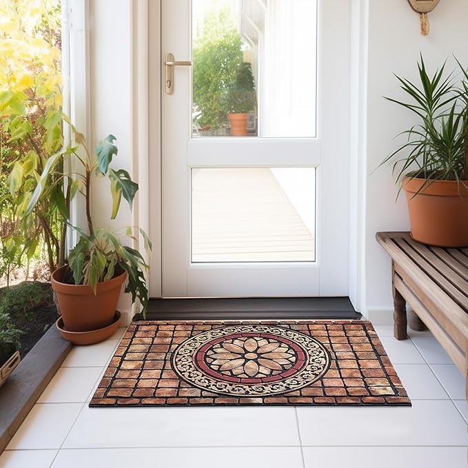 CHICHIC Rectangle Entrance Door Mat Large 24 x 36 Inch High Traffic Area Entry Way Doormat Front Door Rugs Outdoors Heavy Duty Welcome Mat, Non Slip Rubber Back Low Profile for Garage-Ruum Studio Home