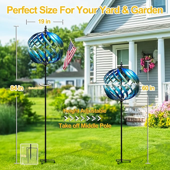 LimeHill Wind Spinner for Yard and Garden - Large Metal Kinetic Wind Sculptures for Outdoor Decorations-Ruum Studio Home