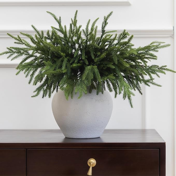 MISSPIN 12 Pcs 19.5 Inches Christmas Norfolk Pine Branches, Norfolk Pine Artificial Christmas Branches DIY Crafts Faux Pine Branches for Xmas Indoor Outdoor Home Decor-Ruum Studio Home