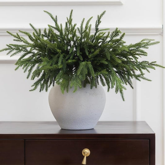 MISSPIN 12 Pcs 19.5 Inches Christmas Norfolk Pine Branches, Norfolk Pine Artificial Christmas Branches DIY Crafts Faux Pine Branches for Xmas Indoor Outdoor Home Decor-Ruum Studio Home