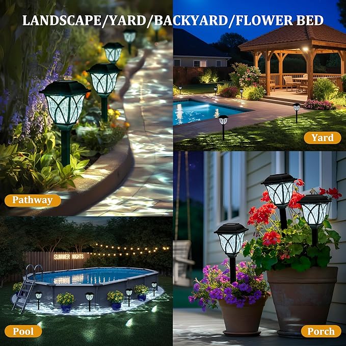 GIGALUMI Solar Lights Outdoor Waterproof, 8 Pack LED Solar Garden Lights, Outdoor Decorations, Garden Decor for Yard, Patio, Landscape, Planter, Walkway (Cold White)-Ruum Studio Home