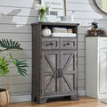 Bathroom Floor Cabinet, Farmhouse 24" Wide Cabinet with Drawer, Adjustable Shelf, Barn Doors, Cabinets for Bathroom, Kitchen, Living Room, Grey Wash-Ruum Studio Home