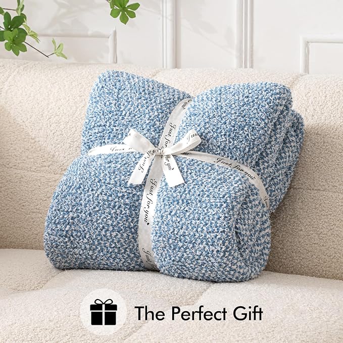 MIULEE Super Soft Throw Blanket for Couch, Blue Cozy Fluffy Warm Blankets Knit Throw Blankets for Sofa, Bed, Chair, Living Room, Camping, Picnic, 50 x 60 inch-Ruum Studio Home