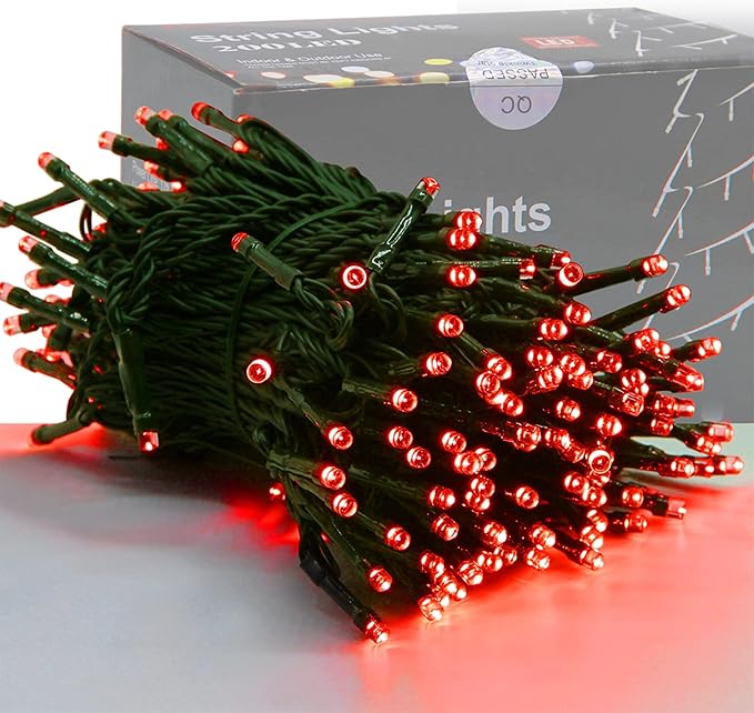 HOME LIGHTING 66ft Christmas Decorative Mini Lights, 200 LED Green Wire Fairy Starry String Lights Plug in, 8 Lighting Modes, Waterproof for Indoor Outdoor Xmas Tree Wedding Party Decoration (Red)-Ruum Studio Home