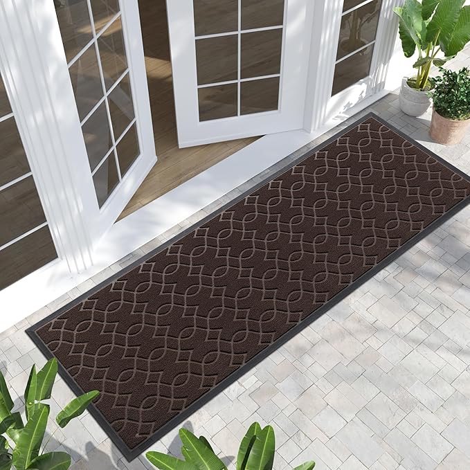 Yimobra Front Door Mat Outdoor Indoor72x24, All-Season, All-Weather, Heavy Duty Welcome Door Mats Outside Entrance, Non Slip Porch Patio Entrance Mat, Coffee-Ruum Studio Home