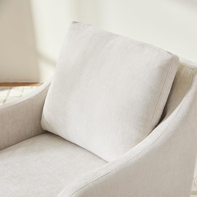 VKNOW Upholstered Dining Chairs, Modern Kitchen Chairs Dinner Chairs with 4 Casters, Linen Armchair for Bedroom Reading Room Living Room, Beige-Ruum Studio Home