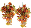 RECUTMS 2pcs Artificial Hanging Maple Leaves Plants Fake Fall Vines Plants Faux Autumn Hanging Fall Artificial Mums for Indoor Outdoor Thanksgiving Party Wedding Home Wall Door Decor(Green Yellow)-Ruum Studio Home