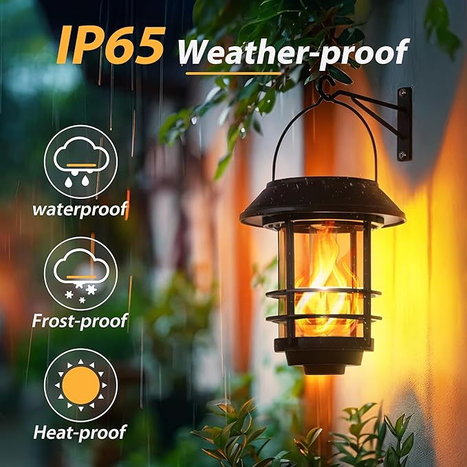 Otdair Solar Wall Lantern Outdoor, Flickering Flames Solar Sconce Lights Outdoor, Hanging Lamps Wall Mount for Front Porch, Patio and Yard, 2 Pack-Ruum Studio Home