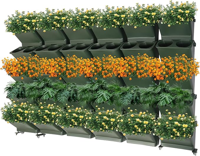 JOMCYDM Vertical Planter with 30 Pockets Wall Mounted Planter Living Wall Planter Indoor Outdoor Wall Plant Holder Microgreens Growing Kit Herb Pots-Ruum Studio Home