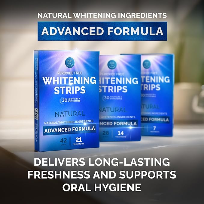 Whitening Strips for Sensitive Teeth 7 Treatments, Mint – Enamel Safe, Peroxide-Free Coconut Teeth Whitening Strips with Natural Enzymes – Gentle White Stips for Sensitive Gums & Daily Oral Care-Ruum Studio Home