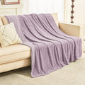 EMME Muslin and Fleece Throw Blanket Reversible - 50"*60" Lavender Soft Warm Throw Blankets for Couch Bed Picnic Travel Bed-Ruum Studio Home