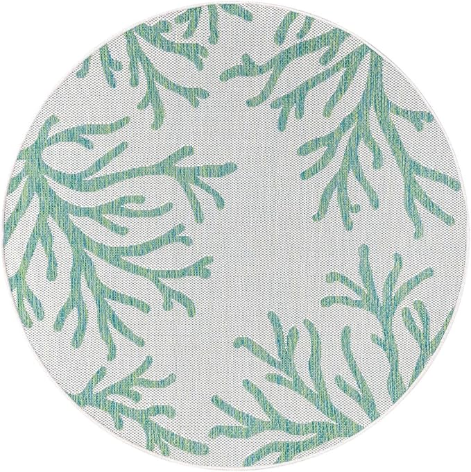 Keen Home Design Terrace Outdoor Round Rug - 5ft Round Washable Indoor/Outdoor Rug for Patio, Kitchen, Balcony, Beach, Garden, Deck and Porch, Size: 5'3" Round-Ruum Studio Home
