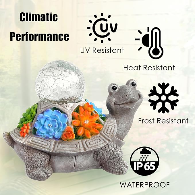 JOYBEE Solar Turtle Garden Statue Outdoor Decor-Turtle Solar Figurines Lights Decorations for Patio Yard Lawn Ornaments-Turtle Gifts for Birthday Easter Housewarming(Color)-Ruum Studio Home