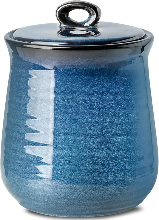 Hasense Ceramic Canister with Airtight Lid for Kitchen Counter, 88 Ounce Large Ceramic Food Storage Jar with Seal Ring for Serving Flour, Grain, Cereal, Pasta, Coffee, Sugar, Tea and Spice, Navy-Ruum Studio Home