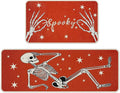 Halloween Kitchen Mat Set of 2, Spooky Skeleton Gothic Halloween Kitchen Decor, Halloween Rug for Floor, Indoor Spooky Home Decor with Non-Slip Backing,17 x 29 Inch & 17 x 47 Inch-Ruum Studio Home