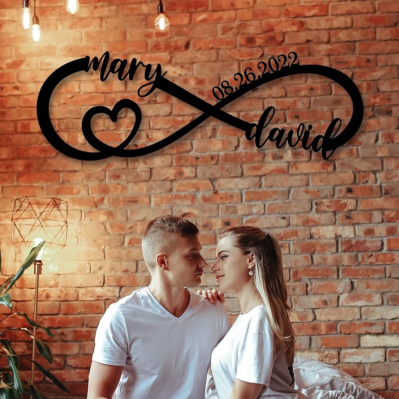 Wedding Gifts for Couples 2025 | Personalized Wedding Gifts | Couples Gift for Her | Anniversary Wedding Date Sign | Engagement Gift | Wall Decor | Bridal Shower Gift | Infinity Metal Sign-Ruum Studio Home