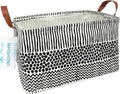LANGYASHAN Rectangular Storage Bin Collapse Canvas Fabric Cartoon Storage Basket with Handles for Organizing Home Kitchen Boys and Girls Toys Office Closet Shelf Baskets (Rec Black line)-Ruum Studio Home