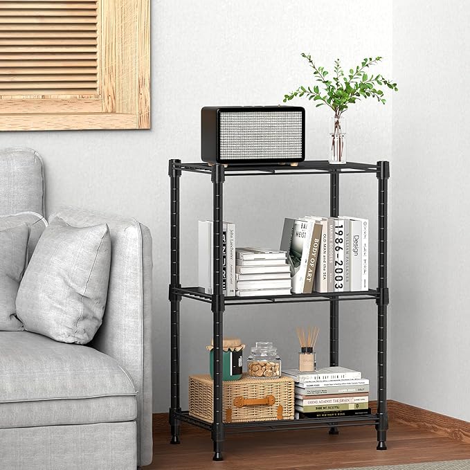 450 lbs Steel Storage Shelving 3-Tier Utility Shelving Unit Steel Organizer Wire Rack for Home,Kitchen,Office (11.8" D x 17.7" W x 26.3" H)-Ruum Studio Home