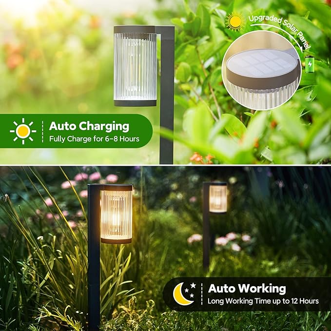 Solar Pathway Lights Outdoor, 6 Pack Upgraded Outdoor Solar Lights for Outside Super Bright Up to 12Hrs, IP65 Waterproof Solar Garden Lights for Yard Landscape Path Walkway Decoration-Ruum Studio Home