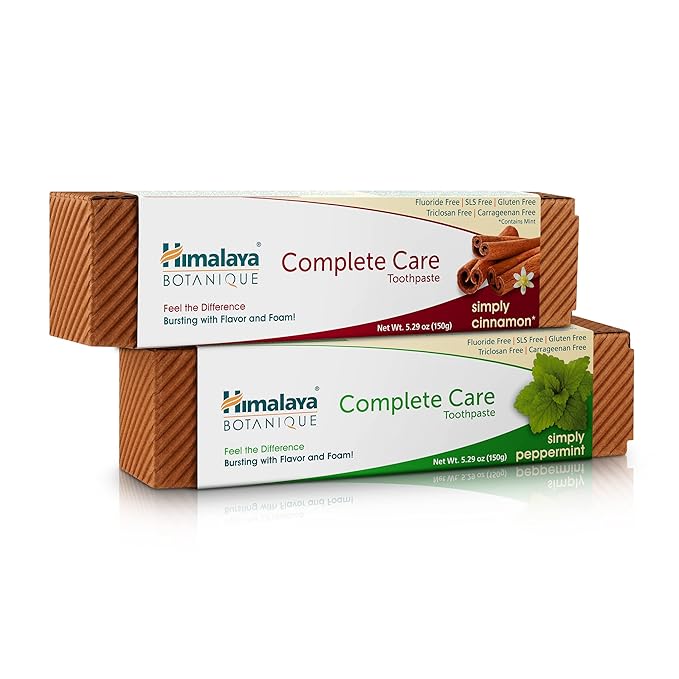 Himalaya Botanique Complete Care Toothpaste, Herbal, Variety Pack, Peppermint and Cinnamon Flavor, Fights Plaque, Freshens Breath, Fluoride Free, No Artificial Flavors, SLS Free, Cruelty Free, 5.29 Oz-Ruum Studio Home