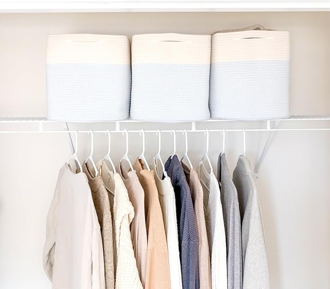 NaturalCozy 13x15x13 Kallax Storage Cubes Bins, 3 Pack | Cotton Rope Cube Storage Bin Woven Baskets for Organizing | Kallax Insert Storage Baskets for Shelves Organizer, Kids Toy, Closet Baby Nursery-Ruum Studio Home