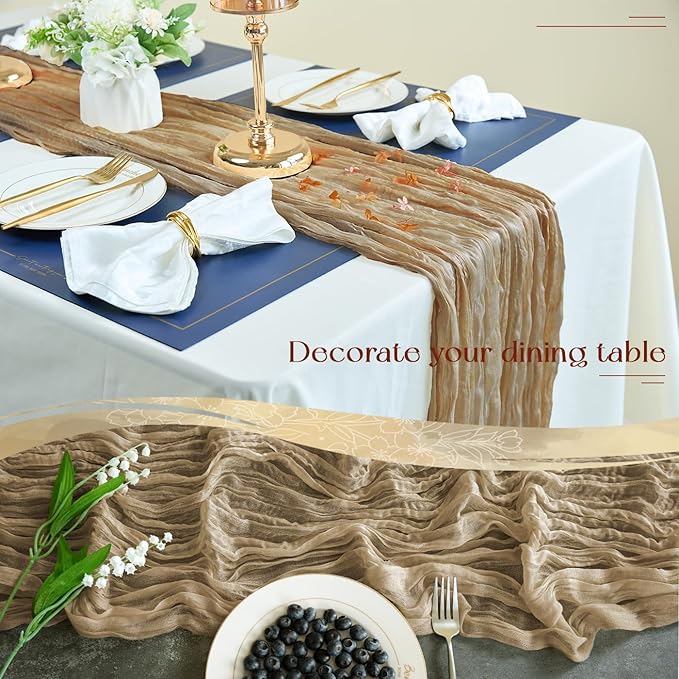 Sioloc Nude Cheesecloth Table Runner Fall Autumn Decor for Home 10ft Table Cloth for Tea Wedding Birthday Party Baby Bridal Shower Halloween Thanksgiving-Ruum Studio Home