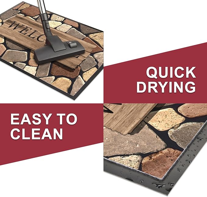 Floor Mat - for Indoor and Outdoor Use - Doormat - Non-Slip - Front Door Shoe Scraper - Size: 17x29-Ruum Studio Home