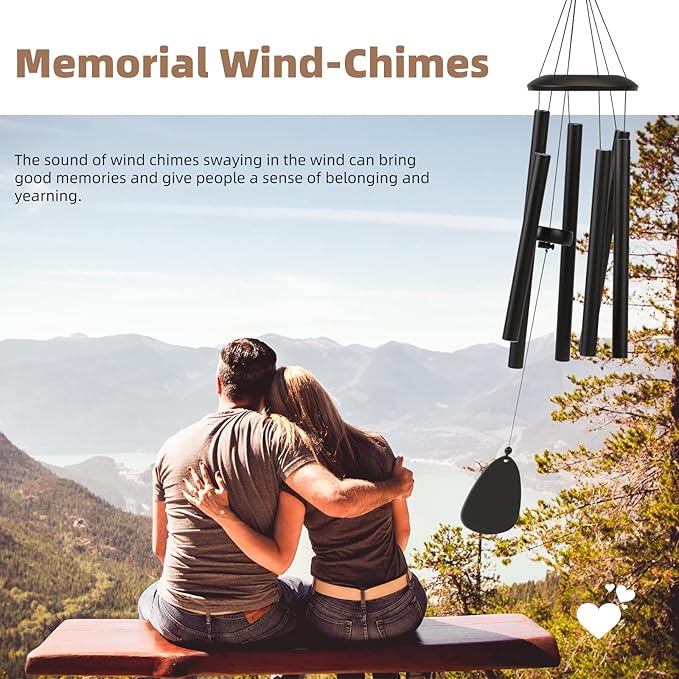 Wind-Chimes-Outdoor-Large-Decor, Deep Tone Soothing Melodic Tones Windchimes, Wind Chimes for Outside, Memorial Wind Chime Best Gift for Mom Women Grandma Neighbors（32" Black）-Ruum Studio Home