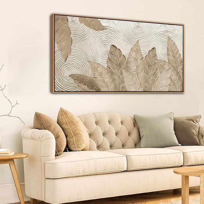 Minimalist & Modern Art for Bedroom Decor Framed Abstract Artwork for Walls Neutral & Contemporary Beige Wall art - Artwork for Living Room and Boho Style Large Abstract Wall Art 24×48IN-Ruum Studio Home