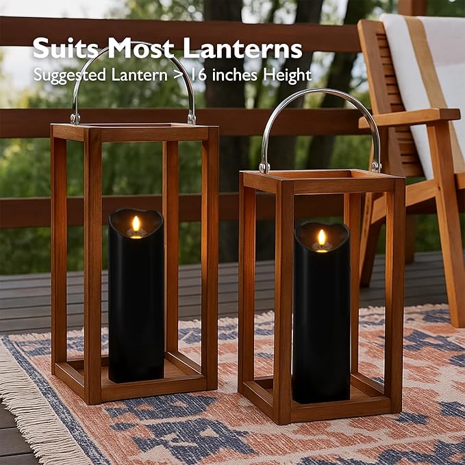 Homemory 4"x12" Black Flameless Candles, Halloween Candles, Outdoor Waterproof Flameless Candles with Remote and Timers, Gothic, Battery Operated LED Pillar Candles, Won't Melt Plastic, 2Pack-Ruum Studio Home