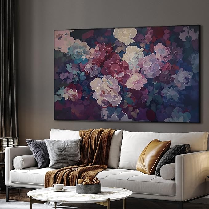 SIGNWIN 46"x72" Extra Large Framed Wall Art Bold Peony Bloom in Colorful Impressionist Style, Lush Floral for Home Living Room Bedroom Decor (Frame Assembly Required)-Ruum Studio Home