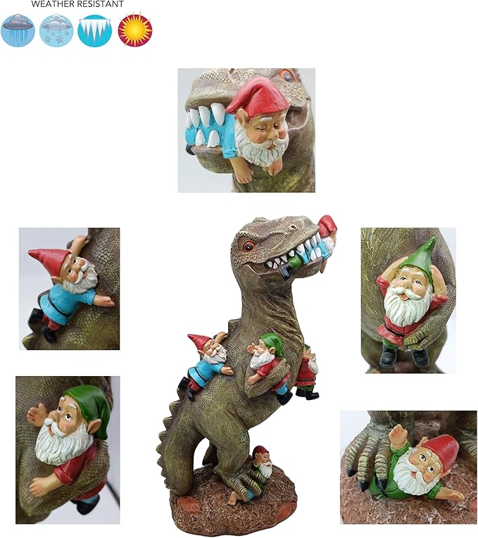 Cute 18" Porch Dinosaur Statue Tall Large Strong, T Rex Decent Gift Garden Party Décor Resin Funny Garden Gnome for Outdoor Indoor Decor, Lawn Ornaments, Patio Porch Yard Art Sculptures-Ruum Studio Home