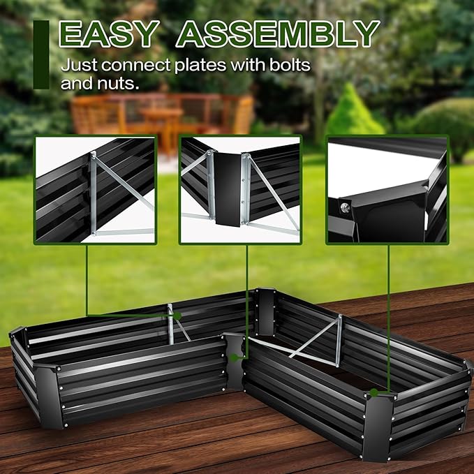 EDOSTORY Raised Bed Garden Bed Kit, 5x5x1ft Galvanized Planter Tall Raised Garden Boxes Outdoor, Large Metal Raised Garden Beds for Vegetables, Flowers, Herbs-Ruum Studio Home