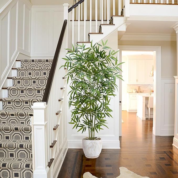 Artificial Bamboo Tree 6FT Tall Fake Plants Faux Silk Plant, Faux Bamboo Plant for Home Office Indoor Outdoor Decor Artificial Trees with Tall Planter-Ruum Studio Home