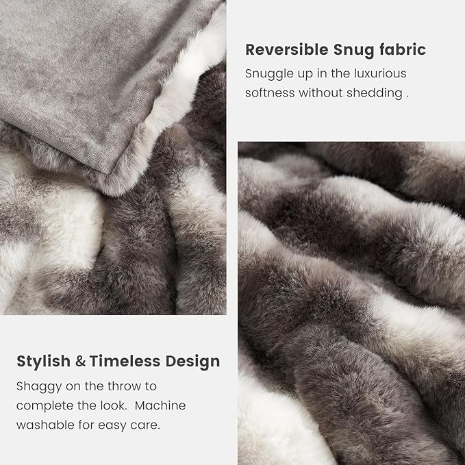 Cozy Bliss Faux Fur Throw Blanket for Couch, Fuzzy Soft Plush Thick Bubble Blanket for Sofa Bedroom Living Room, 60 * 80 Inches Tie-dye Taupe-Ruum Studio Home