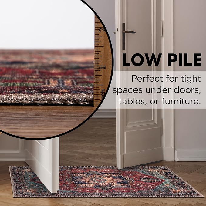Keen Home Design 2x3 Rug - Machine Washable Entry Rug with Non-Slip Backing, Ideal for Enteryway, Kitchen, Bathroom, Laundry Room - Vintage, Easy Clean, Durable, Low Pile Rug - (2' x 3')-Ruum Studio Home