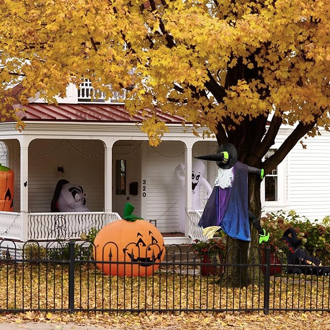 POPGIFTU 64" Large Crashing Witch into Tree Halloween Outdoor Decoration – Funny Flying Witch Yard Prop for Porch, Garden & Lawn, Weather-Resistant Halloween Decor-Ruum Studio Home