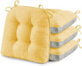 puredown® Chair Cushions for Dining Chairs, Tufted Memory Foam Chair Pads with Non-Slip Backing, Kitchen Seat Cushions with Ties, Washable Pads Set of 4, 15.5" x 15.5" x 4", Yellow-Ruum Studio Home