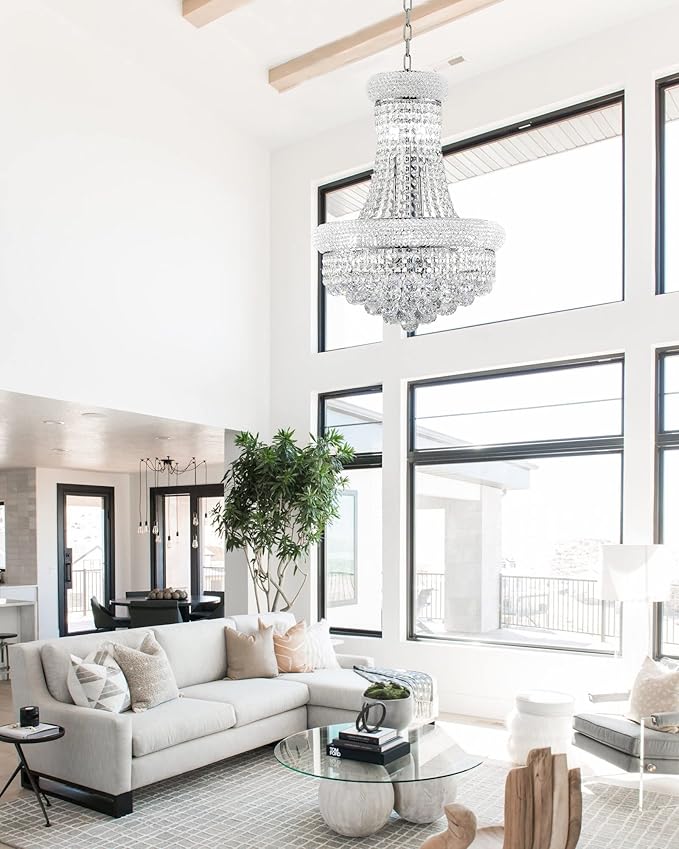 10 - Light Unique Empire Crystal Chandelier for Dining Room Foyer Entryway Living Room Bedroom Chrome Finish-Ruum Studio Home