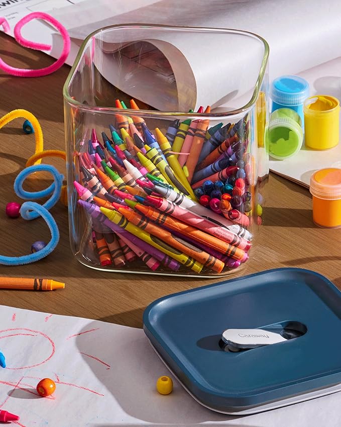 Caraway 2.5qt Glass Airtight Food Storage Container with Lid – Non-Toxic, BPA-Free Kitchen Storage Container – Stackable, Space-Saving Airtight Container for Dry Goods and More - Cream-Ruum Studio Home