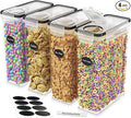 DWËLLZA KITCHEN Cereal Containers Storage 4 Pack 135 fl. oz Cereal Dispenser Airtight Food Storage Containers BPA-Free Pantry Organization and Storage, Canister for Flour & Sugar 1 Marker 8 Labels-Ruum Studio Home