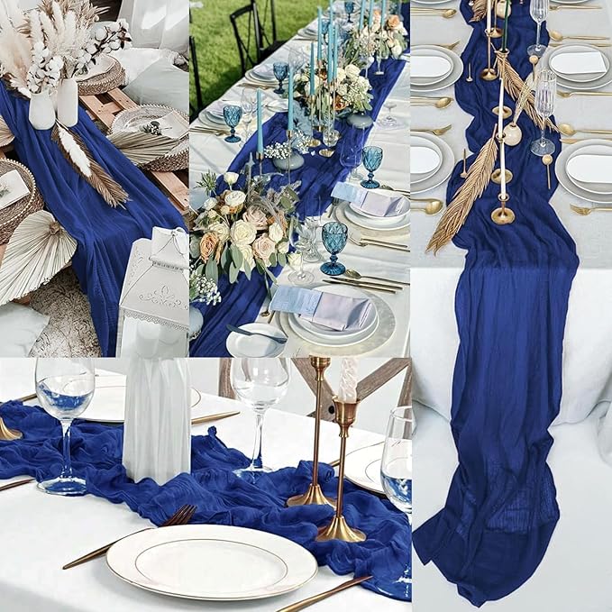 10FT 20 Pack Royal Blue Cheesecloth Table Runner 20 x 120 Inch Long Rustic Gauze Cheese Cloth Table Runner for Wedding Bridal Baby Shower Table Decorations Boho Fabric Sheer Birthday Party Table Decor-Ruum Studio Home