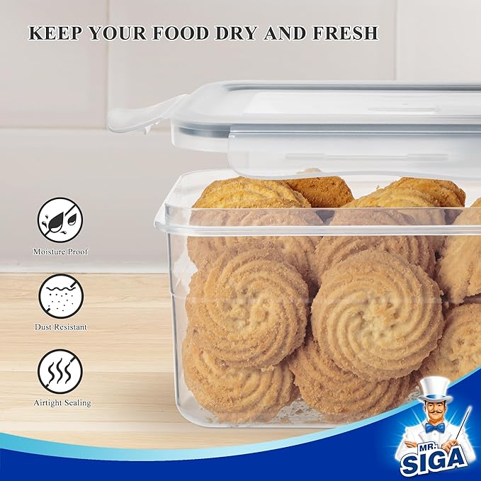 MR.SIGA 12 Pack Airtight Food Storage Container Set, BPA Free Kitchen Pantry Organization, Kitchen Canisters for Cereal, Spaghetti, includes 16 Reusable Sticker Labels-Ruum Studio Home