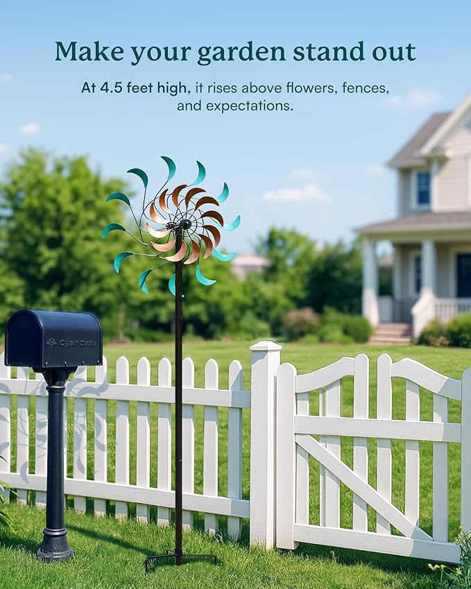 Wind Spinners Outdoor - Metal Windmill for Yard and Garden, Kinetic Wind Sculptures with Stake, Ideal Artistic Decor Gift (13'' W x 54'' H)-Ruum Studio Home