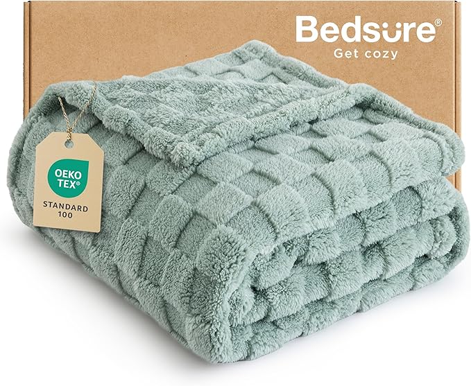 Bedsure GentleSoft Sage Green Throw Blanket for Couch - Checkered Fleece Blankets Gifts for Women Men Girls, Cute Soft Cozy Throw for Bedroom Home Decor Gifts, 50x60 Inches-Ruum Studio Home