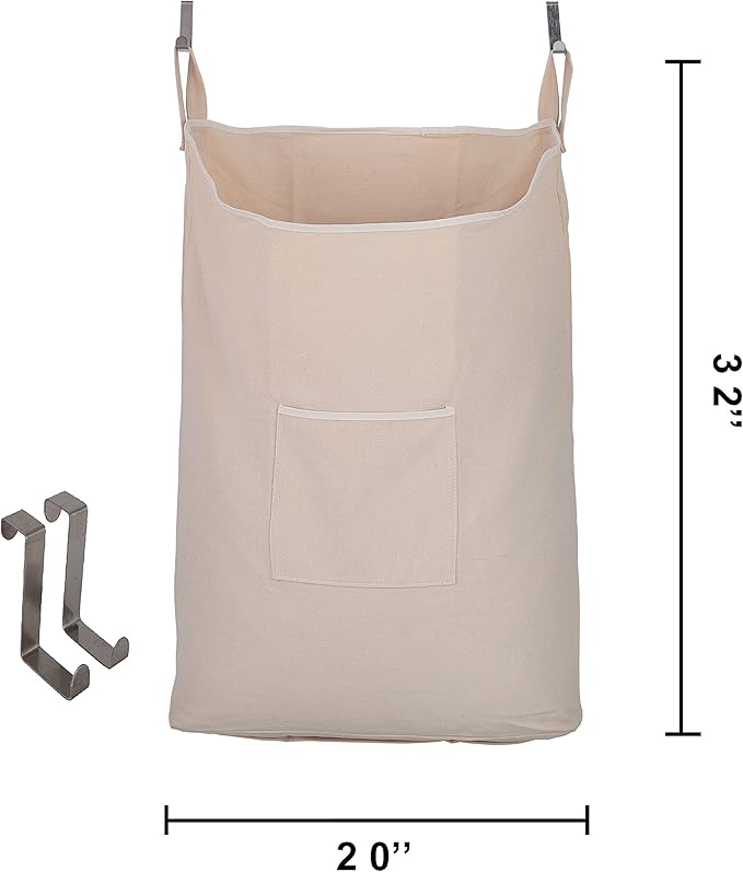 Laundry Collector, Laundry Hamper, Door Hanging Laundry bag with hooks (Beige, 65Liters)-Ruum Studio Home