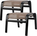 Patio Ottoman Outdoor Footstools Assembled Aluminum Footrest Small Seat for Balcony,Backyard 2 Pack Brown-Ruum Studio Home
