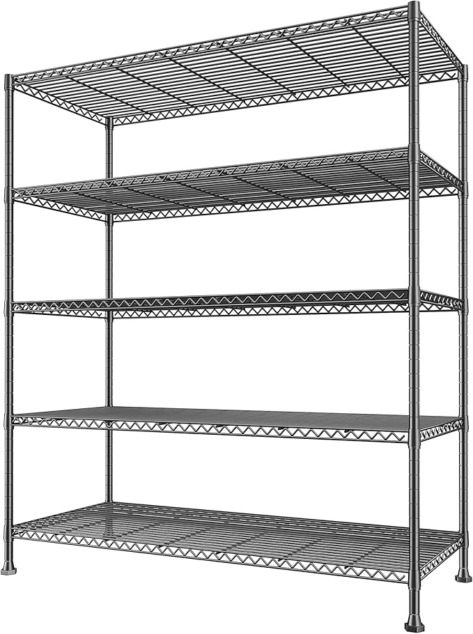 REIBII 45.5''W Storage Shelves Wire Shelving, 5 Tier Pantry Shelves for Storage Rack, Adjustable Metal Shelving for Pantry Kitchen Steel Shelving, 45.5" W x 71" H x 17.7" D-Ruum Studio Home